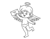 Cupid with a love letter coloring page