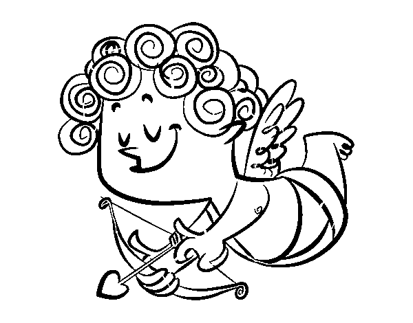 Cupid with curls coloring page
