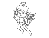 Cupid with his magic bow coloring page