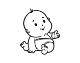 Curious baby coloring page