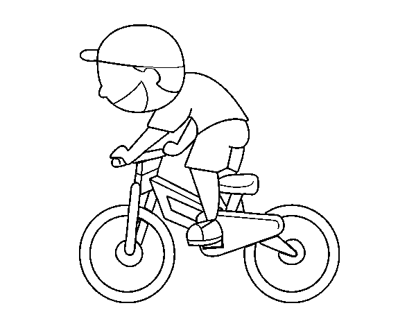 Cyclist child coloring page
