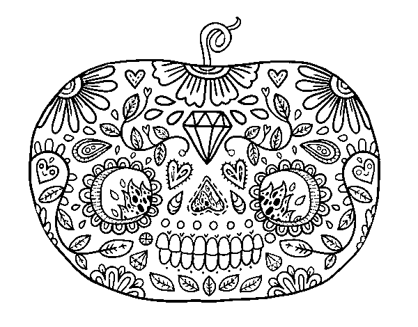 Day of the dead Pumpkin  coloring page