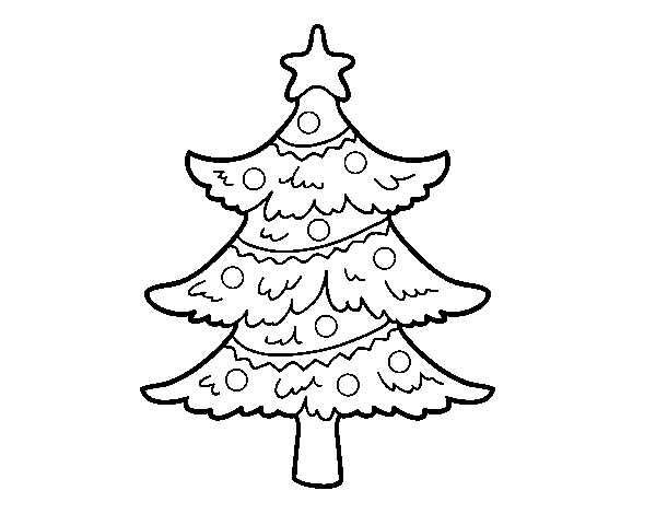 Decorated Christmas tree coloring page