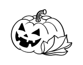 Decorated halloween pumpkin coloring page
