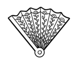 Decorated hand fan coloring page