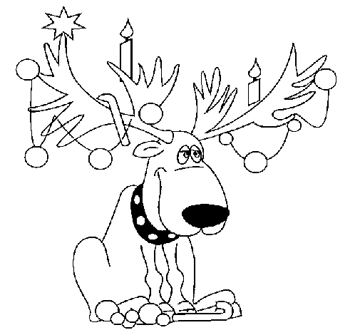 Decorated reindeer coloring page