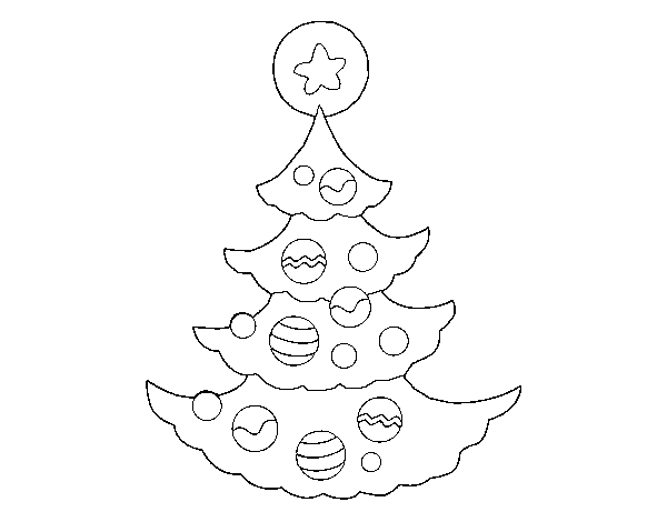 Decorated tree coloring page