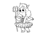 Demon little girl costume coloring page