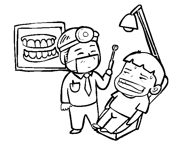 Dentist with patient coloring page