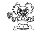 Diabolical clown coloring page