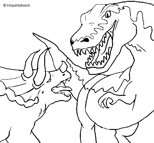 Dinosaur fight coloring page