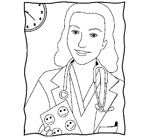 Doctor smiling coloring page