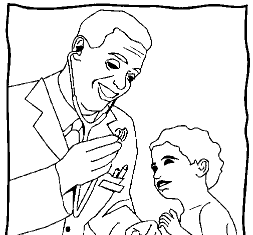 Doctor with stethoscope coloring page