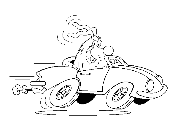 Dog driving a convertible coloring page