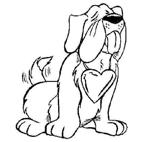 Dog in love coloring page