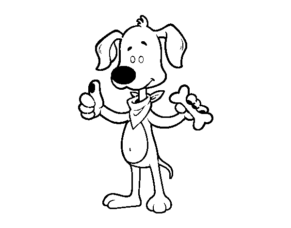 Dog with a bone coloring page