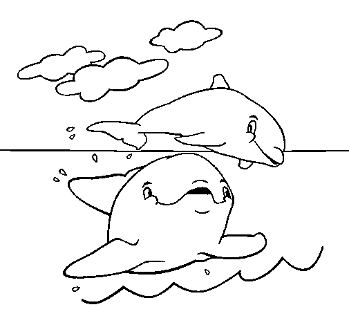 Dolphin Mother and Child coloring page