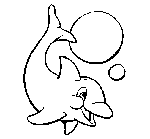 Dolphin playing with a ball coloring page