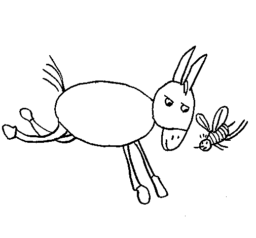 Donkey and bee coloring page