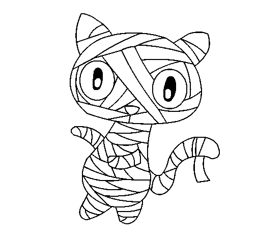 Doodle the cat mummy coloring page