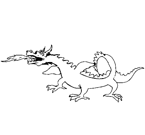 Dragon breathing fire coloring page