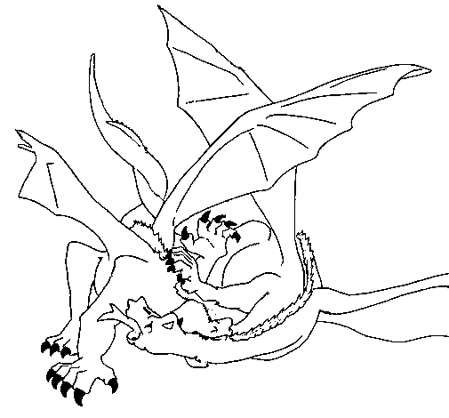 Dragon licking itself coloring page