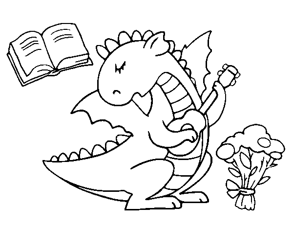 Dragon poet coloring page