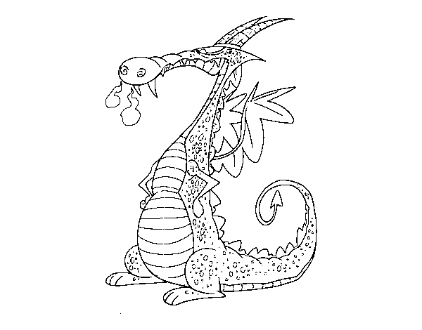 Dragon with smoke coloring page