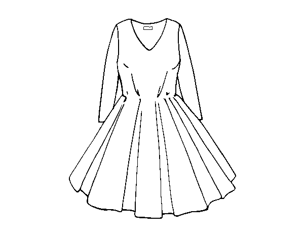 Dress with full skirt coloring page
