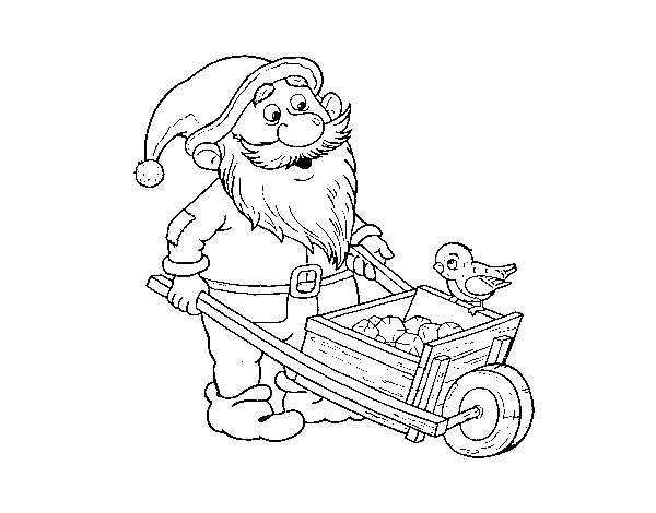 Dwarf with wheelbarrow coloring page