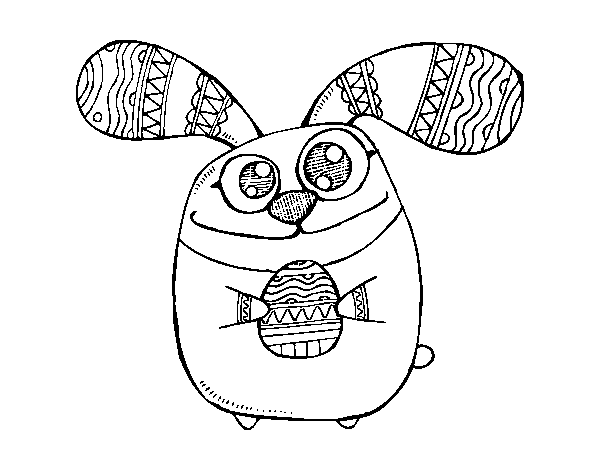 Easter bunny with bulging eyes coloring page