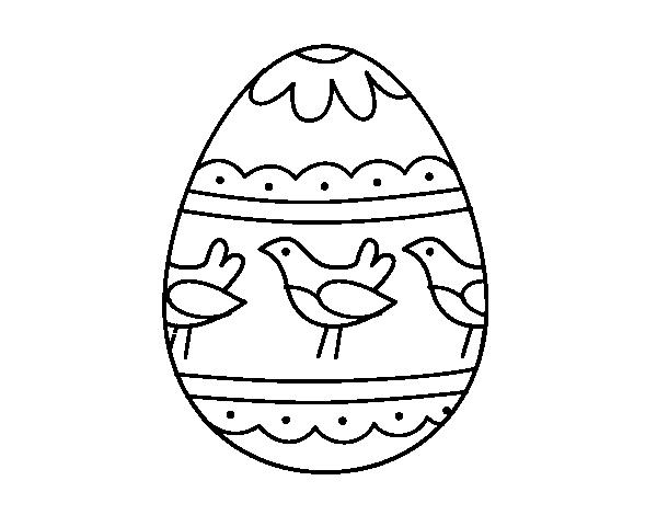 Easter egg with birds coloring page