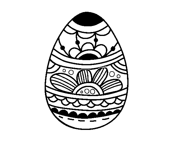 Easter egg with floral print coloring page