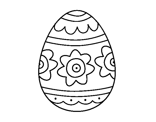 Easter egg with flowers coloring page