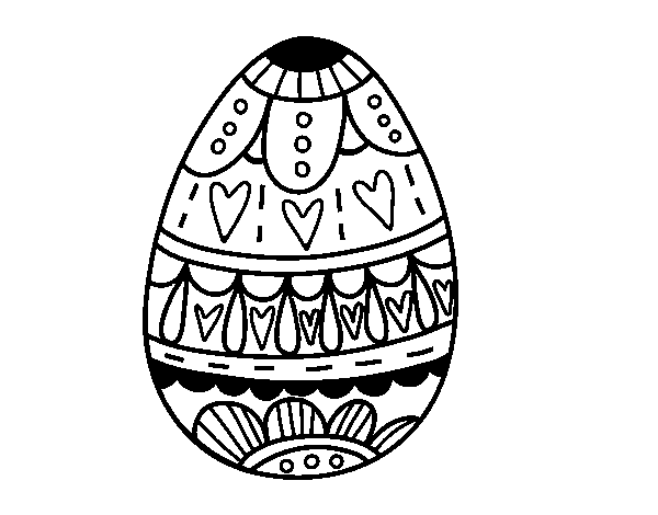 Easter egg with hearts coloring page