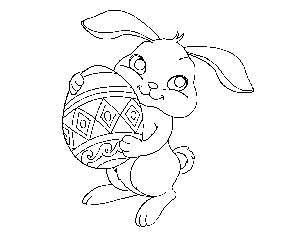 Easter rabbit with egg coloring page