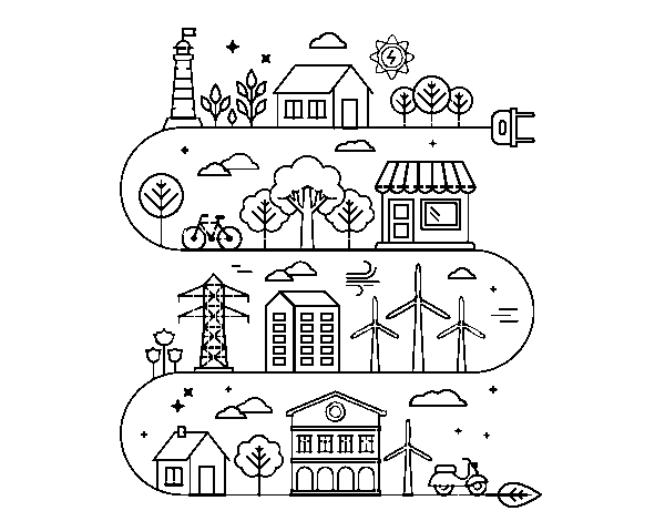 Eco City coloring page