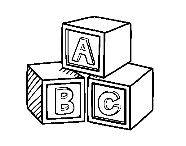 Educational cubes ABC coloring page