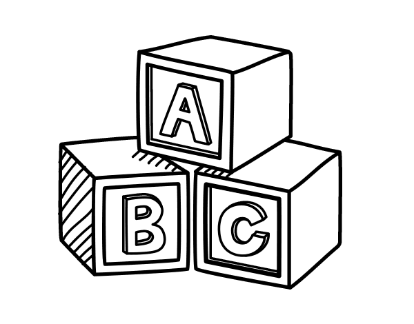 Educational cubes ABC coloring page - Coloringcrew.com