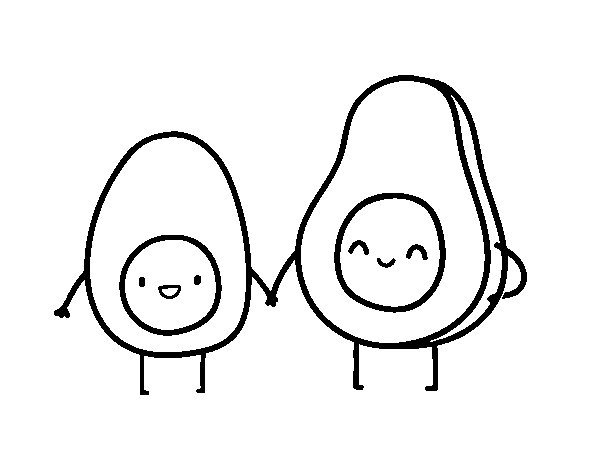 Egg and avocado coloring page