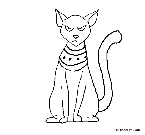 Egyptian cat coloring page