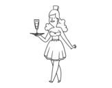 Elegant waitress coloring page