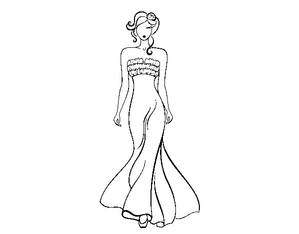 Elegant Wedding dress  coloring page