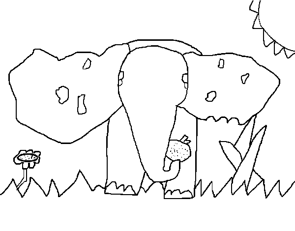 Elephant eating coloring page