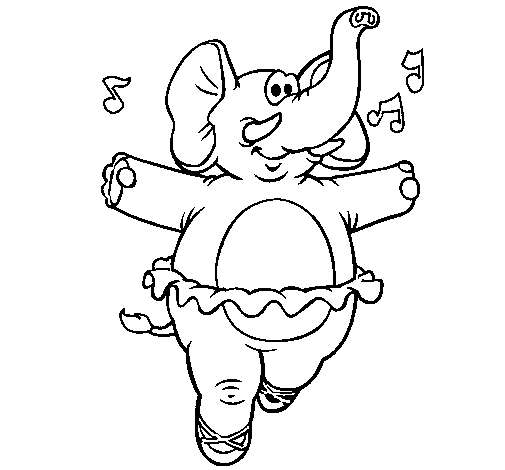 Elephant wearing tutu coloring page