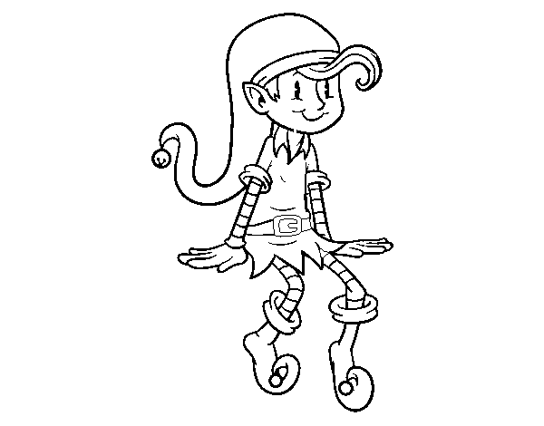 Elf sitting coloring page