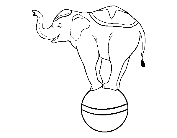 Equilibrist elephant coloring page