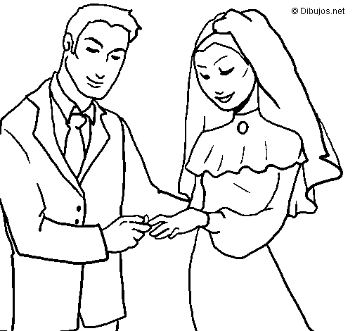 Exchange of wedding ring coloring page