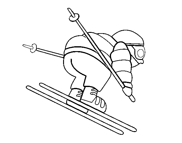 Experienced skier coloring page