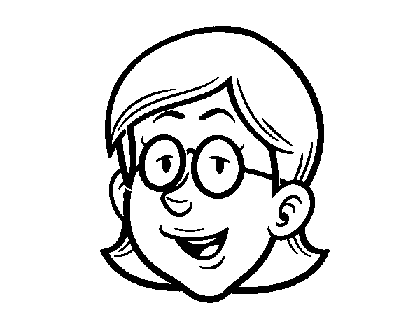 Face of girl with glasses coloring page